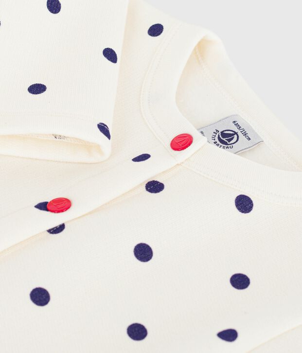Cardigan in cotone con stampa a pois bambina blu/blu