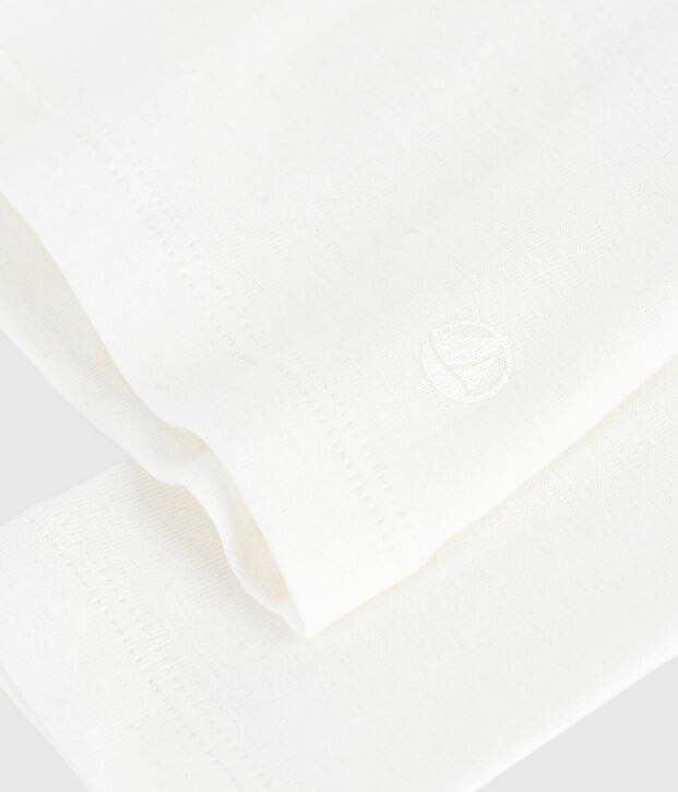 T-shirt a maniche lunghe in cotone tinta unita bambino bianco