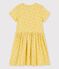 Abito bambina a maniche corte in cotone giallo ORGE/bianco MARSHMALLOW