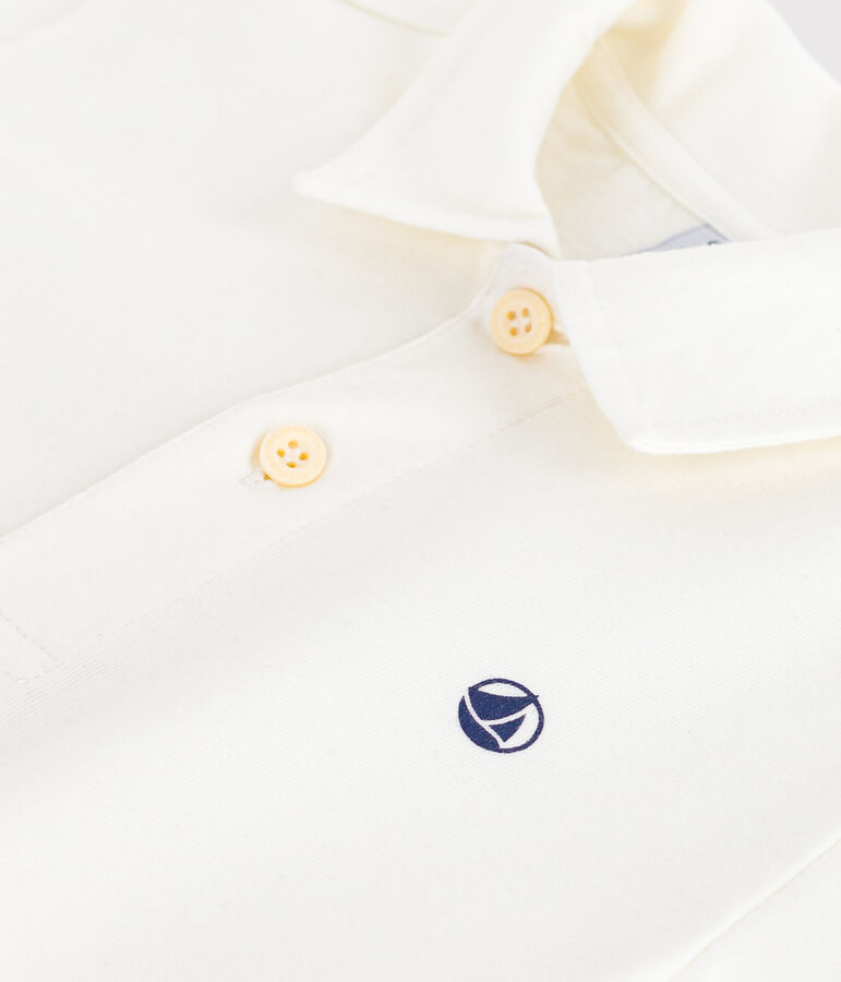 Polo a maniche corte in cotone tinta unita bambino bianco