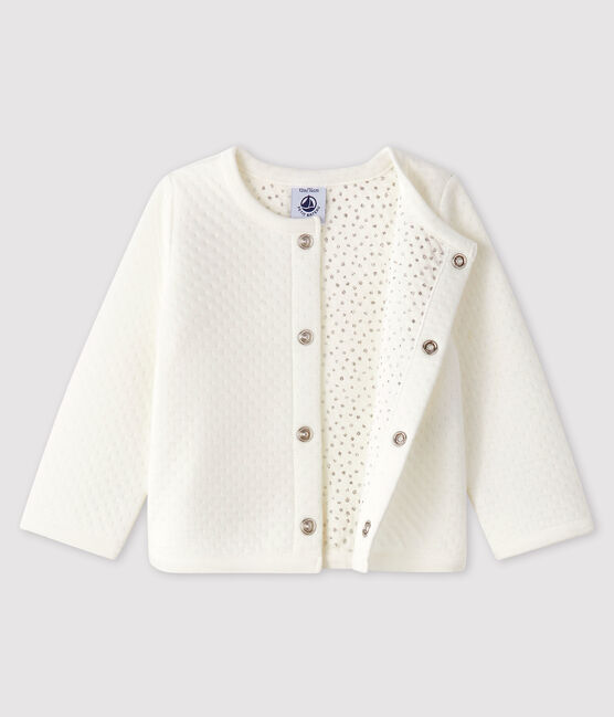 Cardigan bebè femmina in tubique bianco MARSHMALLOW
