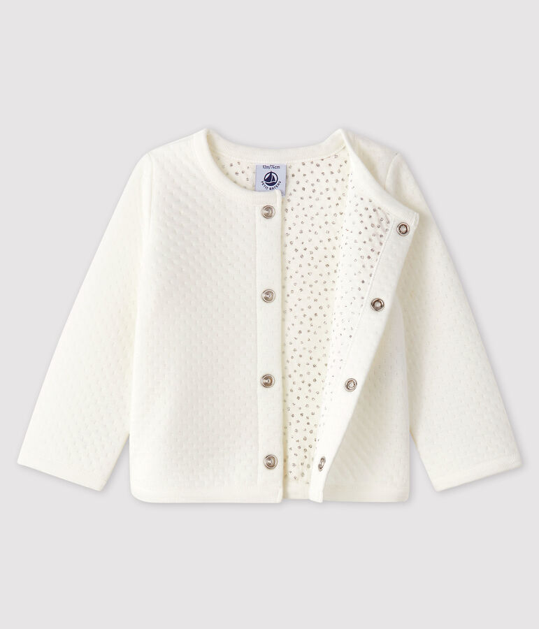 Cardigan beb&egrave; femmina in tubique bianco