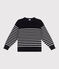 Pullover marinaro in misto lana e cotone a righe bambino blu SMOKING/bianco MARSHMALLOW