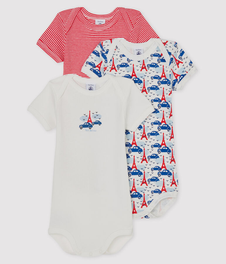 Trio body manica corta beb&egrave; maschio multicolore