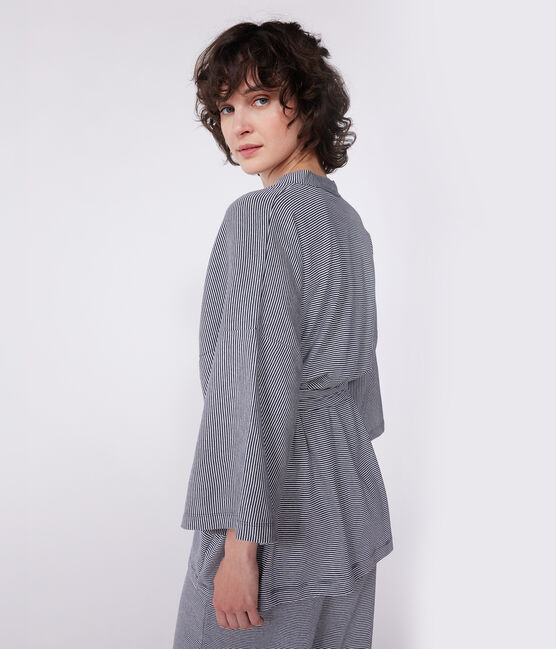 Kimono a righe donna blu SMOKING/bianco MARSHMALLOW