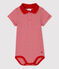 Body collo ricamato in cotone bebè maschio rosso TERKUIT/bianco MARSHMALLOW