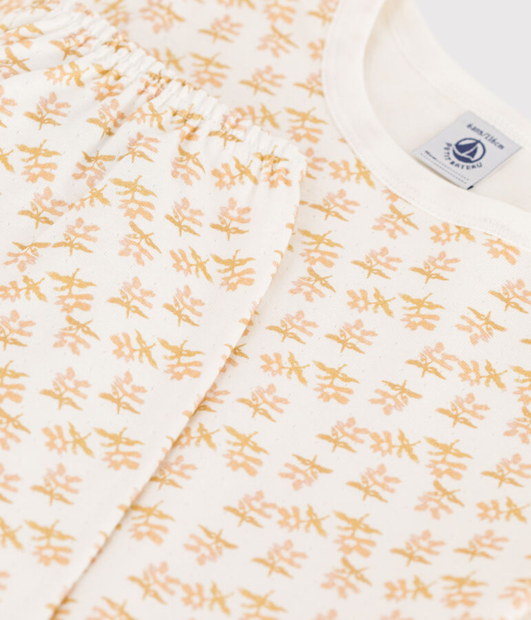 Pigiama fiore bambina in tubique bianco/multicolore