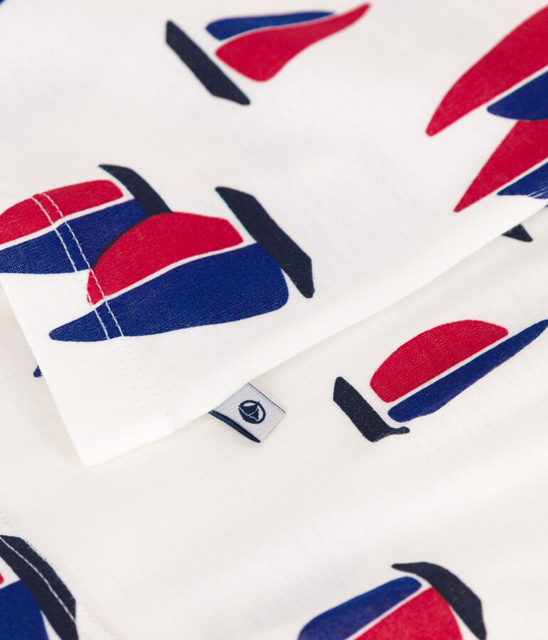 Pigiama corto in cotone per bambini con stampa a barchetta bianco/multicolore