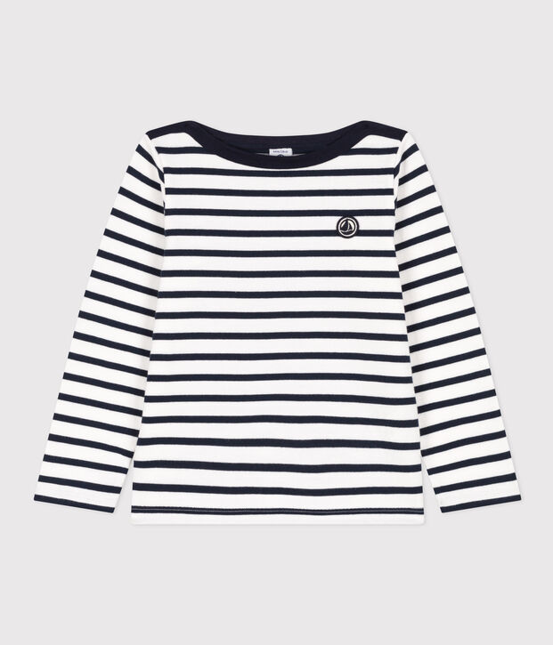 Marini&egrave;re bambina/bambino in cotone biologico bianco/blu