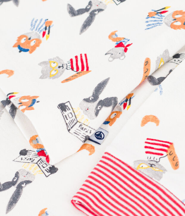 Pigiama in cotone con stampa animalier bambino bianco/multicolore