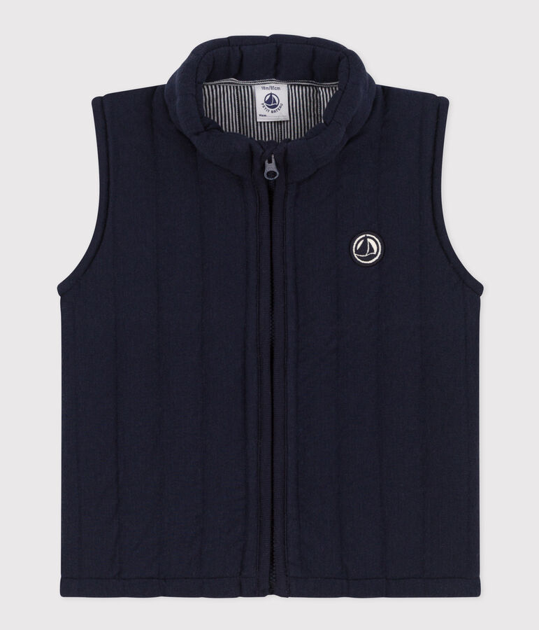 Giacca smanicata in tubique trapuntato per beb&egrave; blu