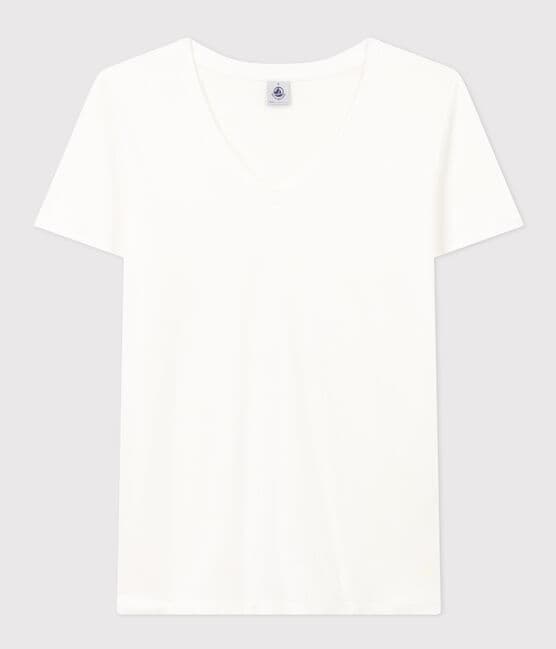T-shirt LE DROIT scollo a V in cotone Donna bianco ECUME