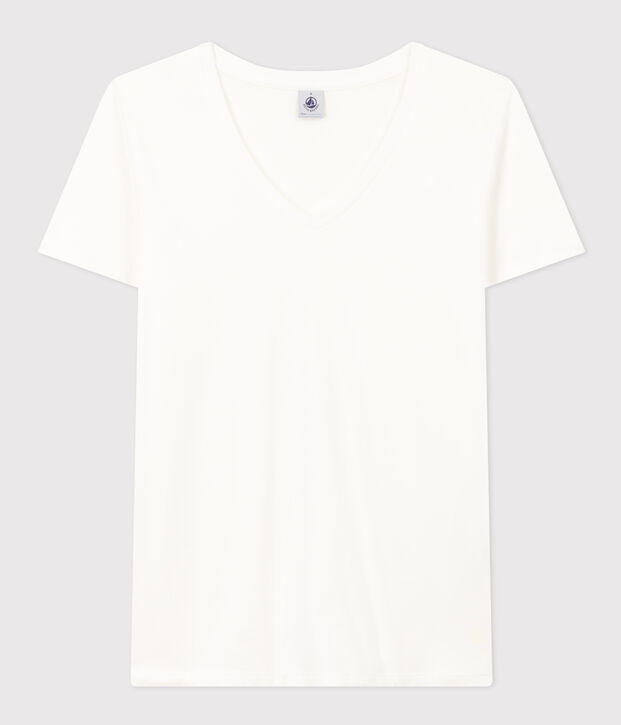 T-shirt LE DROIT scollo a V in cotone Donna bianco