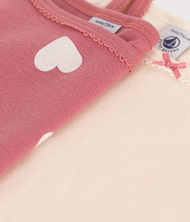 Set di 2 canottiere con spalline sottili in cotone a cuori bambino multicolore