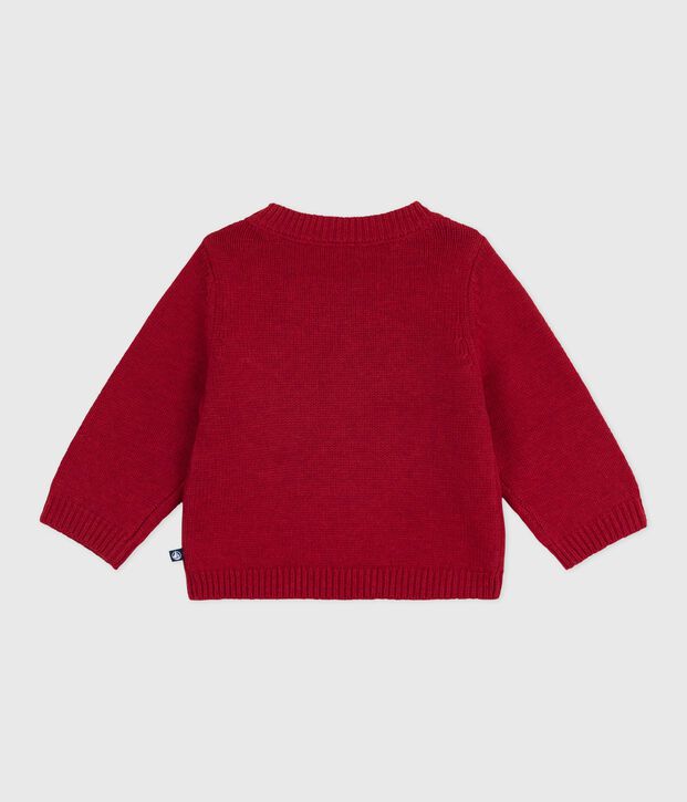 Pullover in maglia di lana e cotone neonato rosso