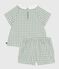 Set neonato due pezzi in cotone composto da blusa e shorts a quadretti vichy. blu PAUL/bianco MARSHMALLOW