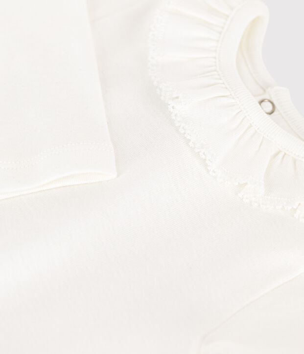 Body in cotone a manica lunga con colletto bianco