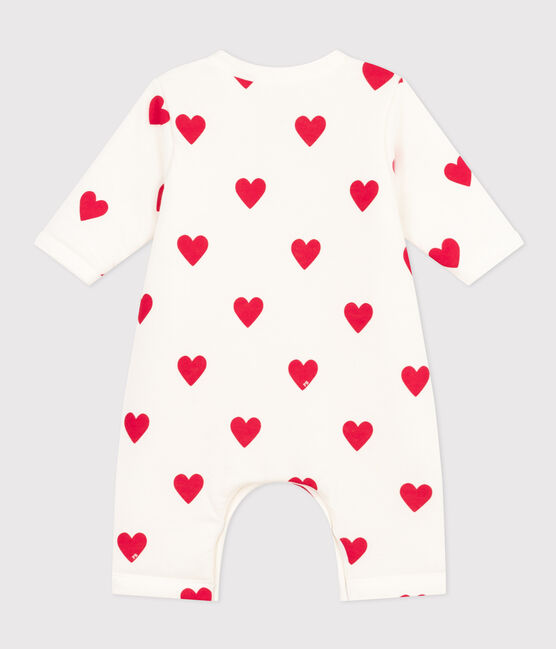 Tutina lunga in cotone imbottito bebè bianco MARSHMALLOW/rosso TERKUIT