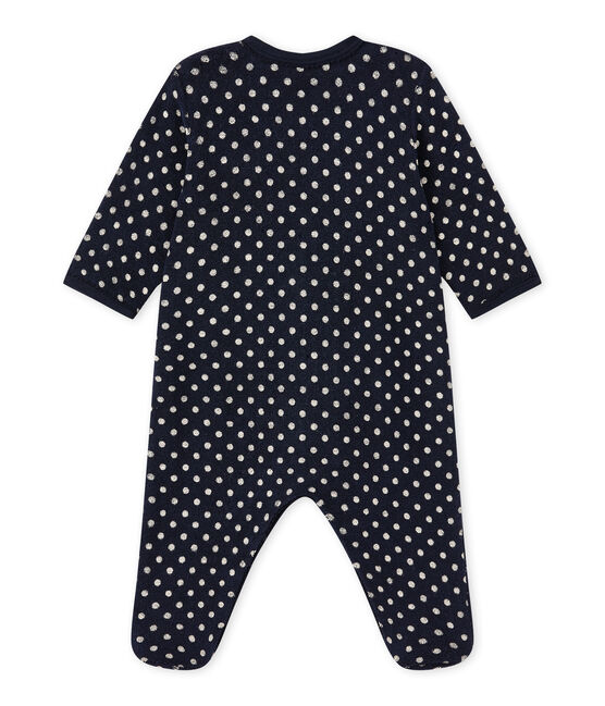 Tutina bebè bambina in spugna a pois blu SMOKING/bianco ECUME