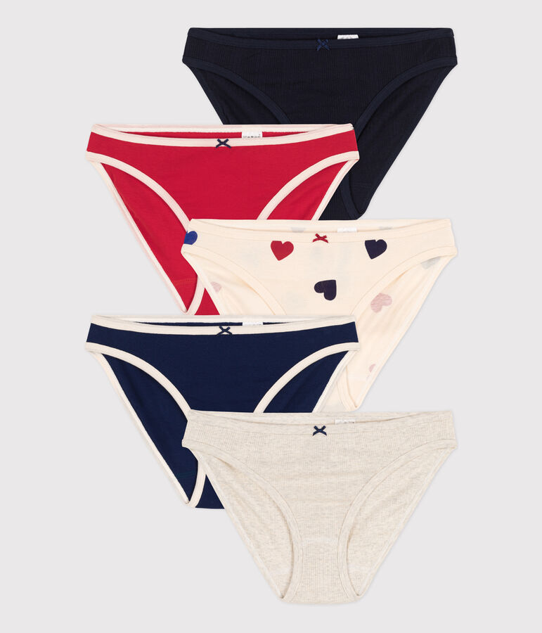 Confezione da 5 slip in cotone donna multicolore