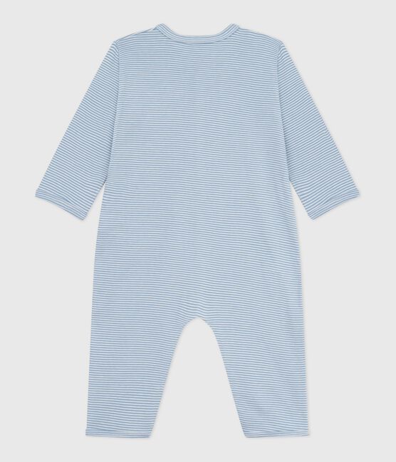Pigiama senza piedini in cotone a righe neonato ADRIATIC/ MARSHMALLOW