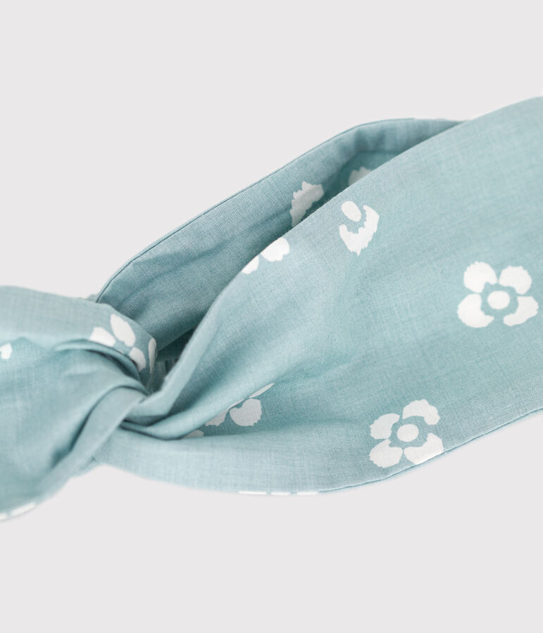Fascia in popeline con stampa a fiori bambina verde/bianco