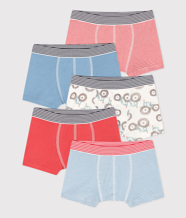 Confezione da 5 boxer bambino in cotone motivo trattore multicolore