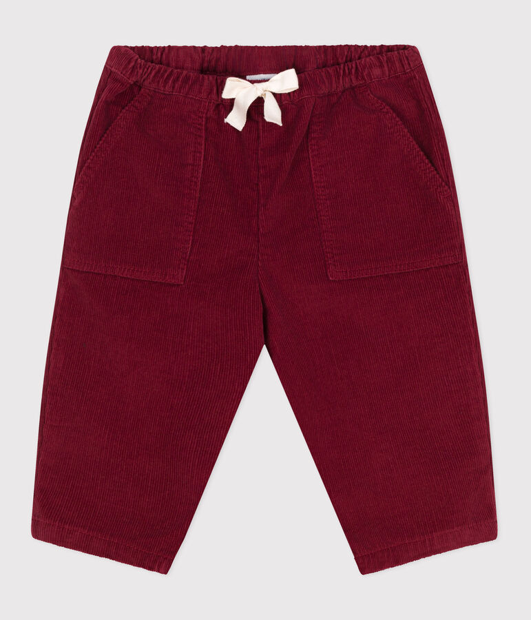 Pantaloni in velluto tinta unita neonato rosso