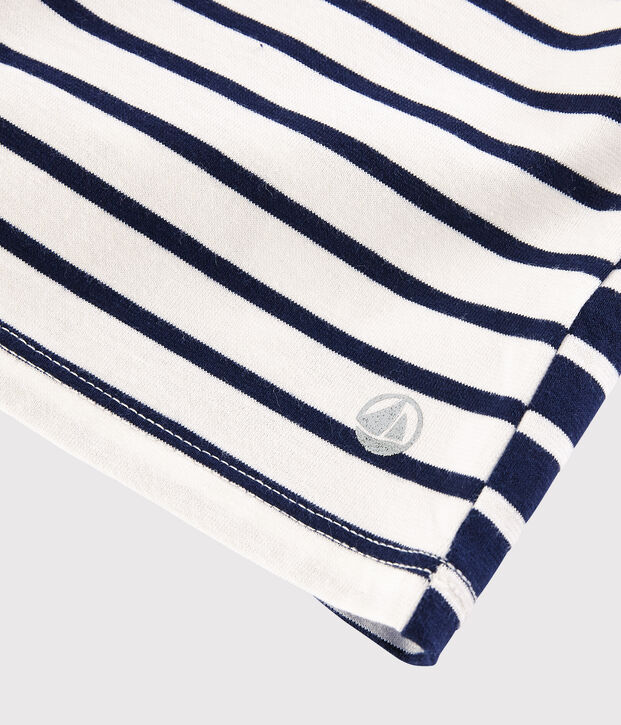 T-shirt maniche lunghe in jersey bambina bianco/blu