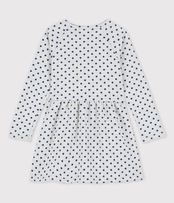 Abito bambina a maniche lunghe in molleton grigio BELUGA/blu MEDIEVAL