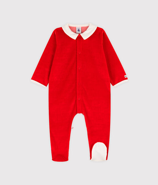 Tutina pigiama bebè in ciniglia rosso TERKUIT
