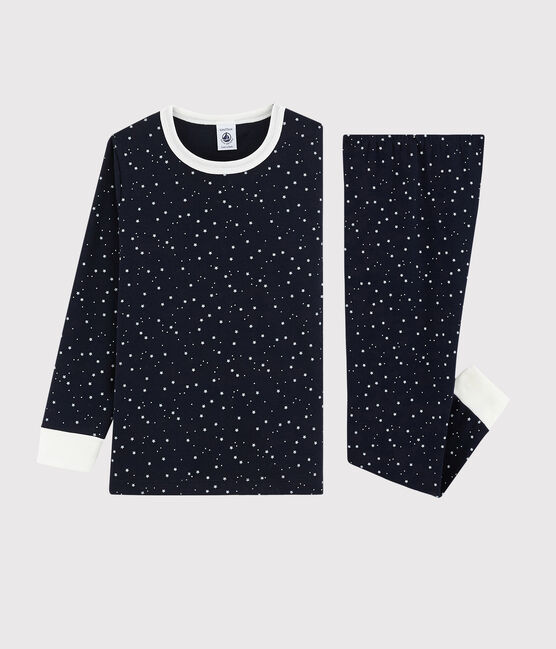 Pigiama stelle unisex a costine blu SMOKING/bianco MARSHMALLOW