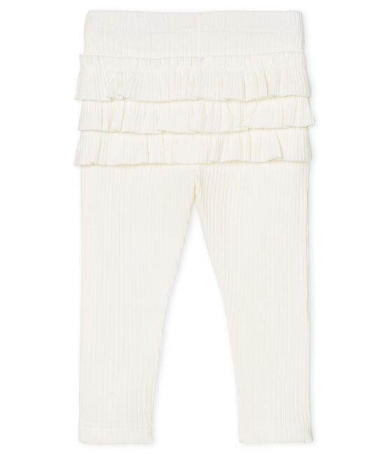 Leggings da bebè femmina con balze bianco MARSHMALLOW CN