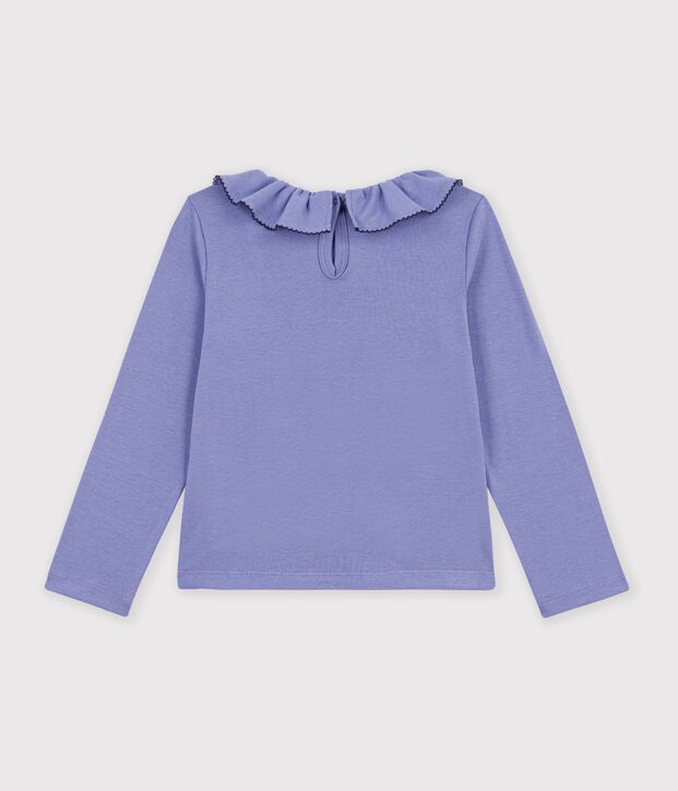 T-shirt con colletto a maniche lunghe tinta unita bambino viola