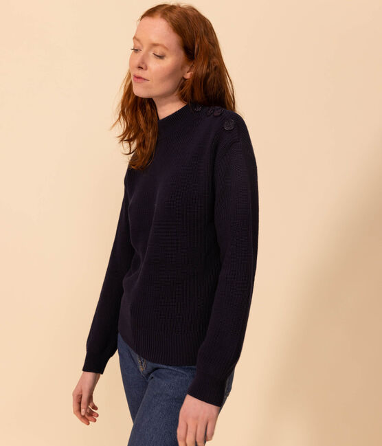 Maglione a costa inglese in cotone Donna blu SMOKING