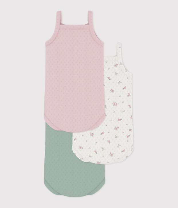 Set di body con spalline in cotone traforato a fiori neonato multicolore