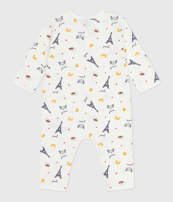 Pigiama senza piedini in cotone con stampa Parigi neonato bianco MARSHMALLOW/bianco MULTICO