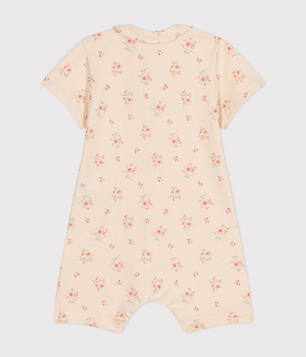 Tutina corta beb&egrave; in jersey leggero ecru/multicolore