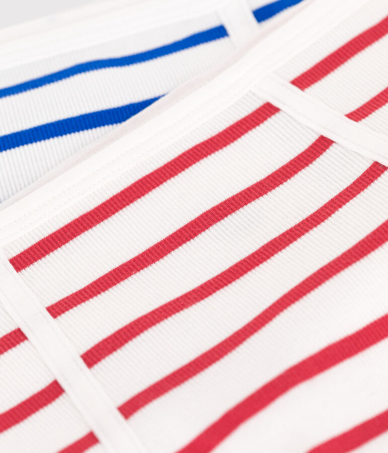 Confezione da 2 slip a vita alta in cotone a righe donna multicolore