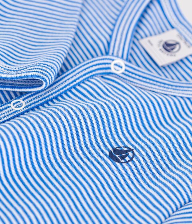 Pigiama in cotone a righe neonato blu/bianco