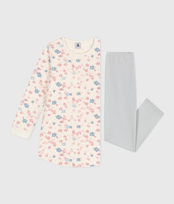 Camicia da notte e leggings bambina in tessuto felpato con stampa a fiori MILK/ MULTICO