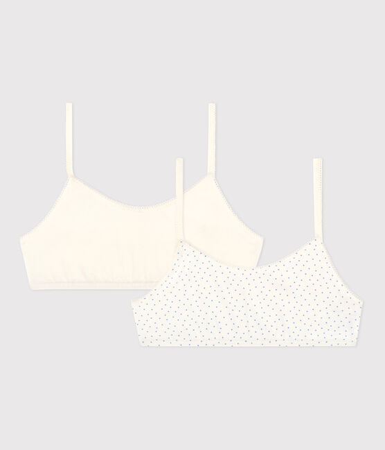 Confezione da 2 brassière ragazza in cotone biologico ed elastam a pois variante 1