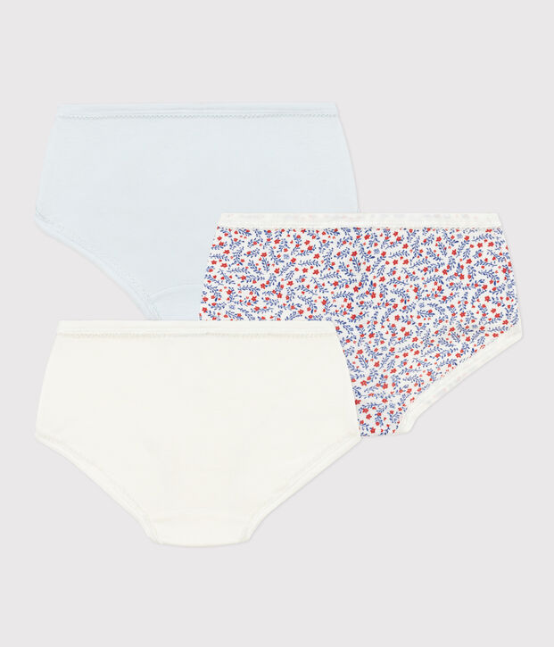Confezione da 3 slip bambina in cotone a fiori multicolore