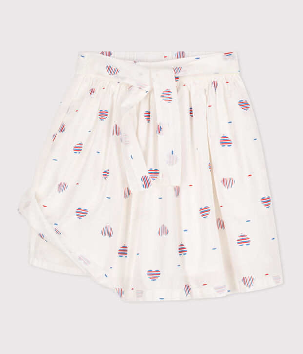 Gonna in cotone a cuori bambina ecru/multicolore