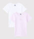 Confezione da 2 t-shirt manica corta millerighe rosa bambina in cotone biologico