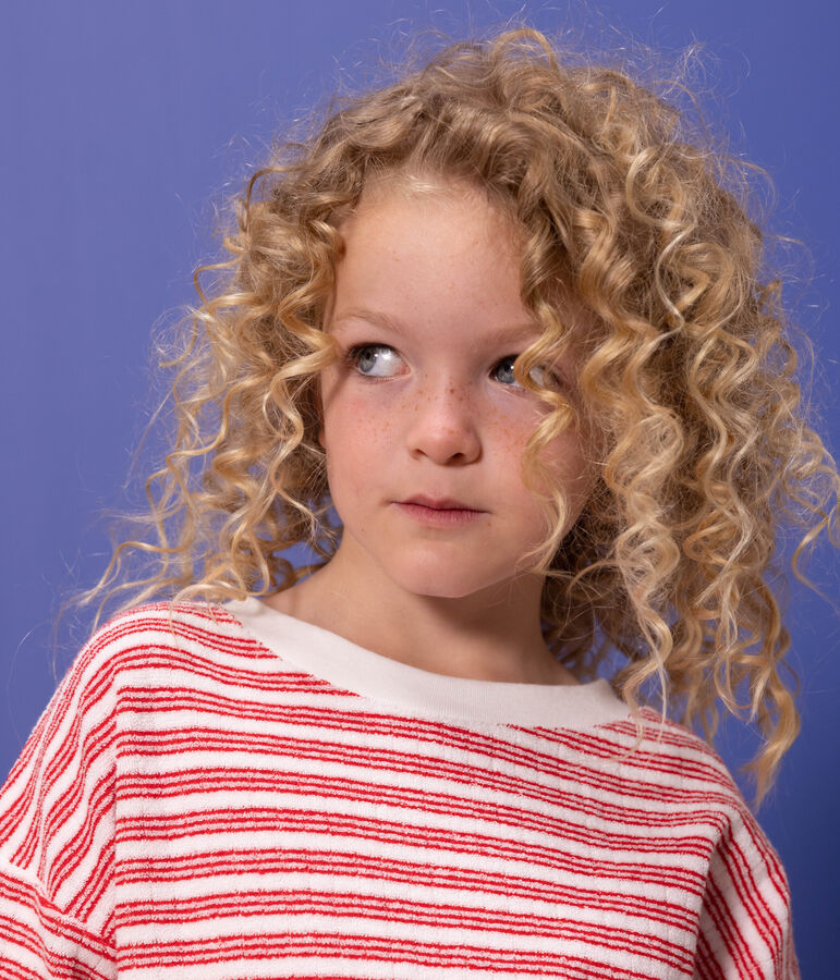 Felpa a righe bambino unisex bianco/rosso