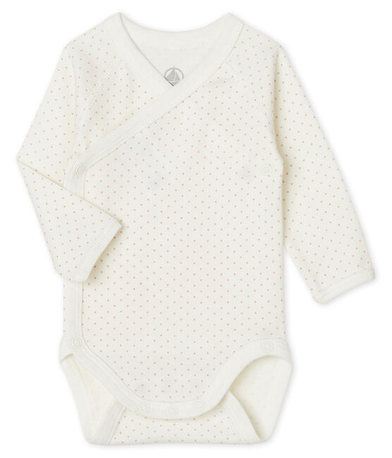 Body nascita manica lunga bebè bianco MARSHMALLOW/rosa CHARME