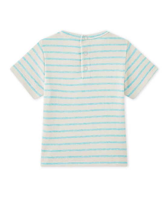 T-shirt bebé bambino a maniche corte rigata bianco FETA/verde ADVENTURE