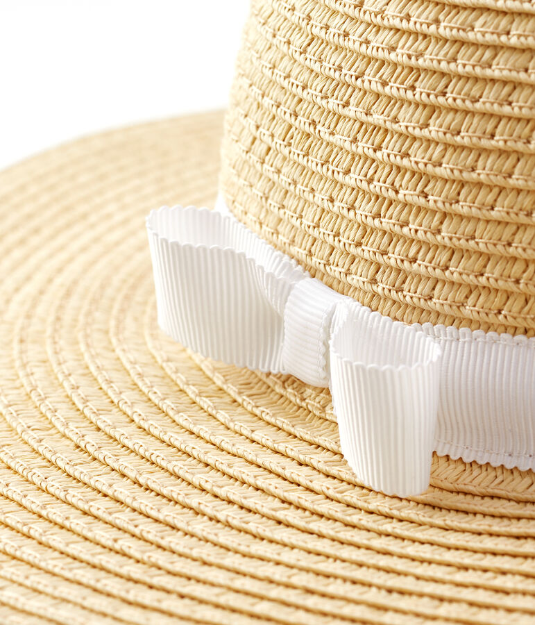 Cappellino in paglia beb&egrave; femmina rosa