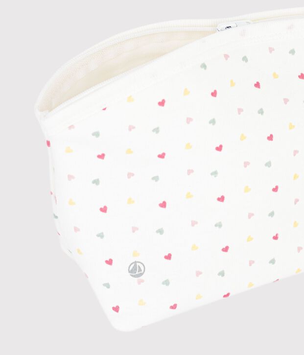 Pochette in cotone con stampa a cuoricini neonato bianco/multicolore